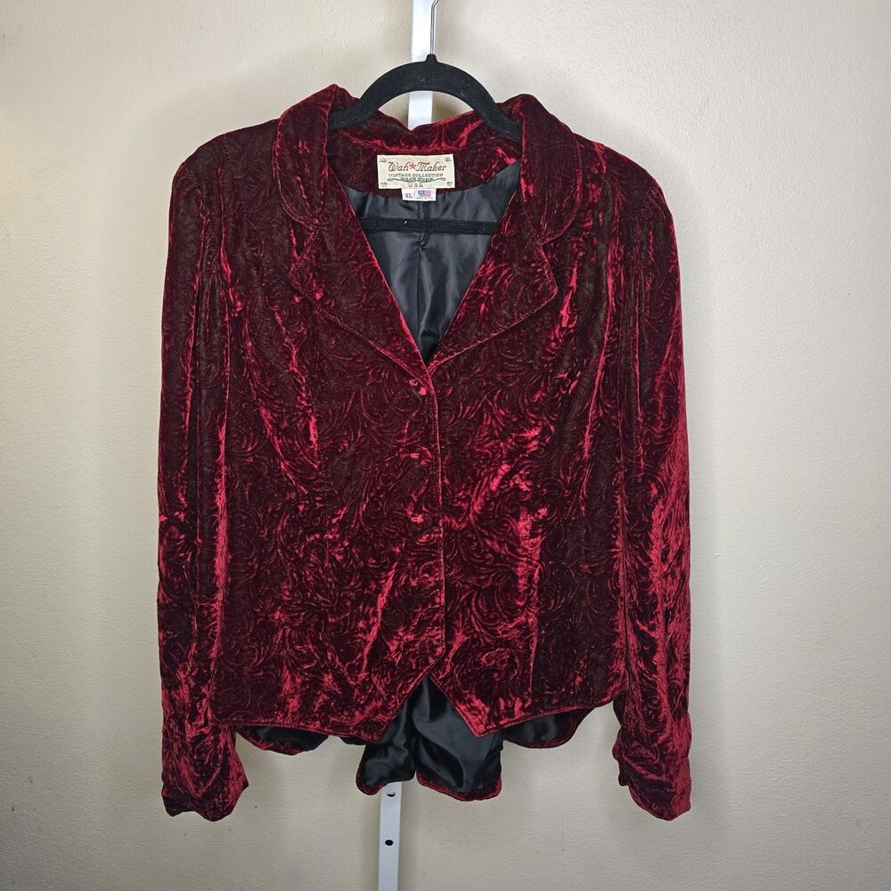 Wah Maker Vintage Collection XL Red Velvet Brocade Blazer Old West Victorian